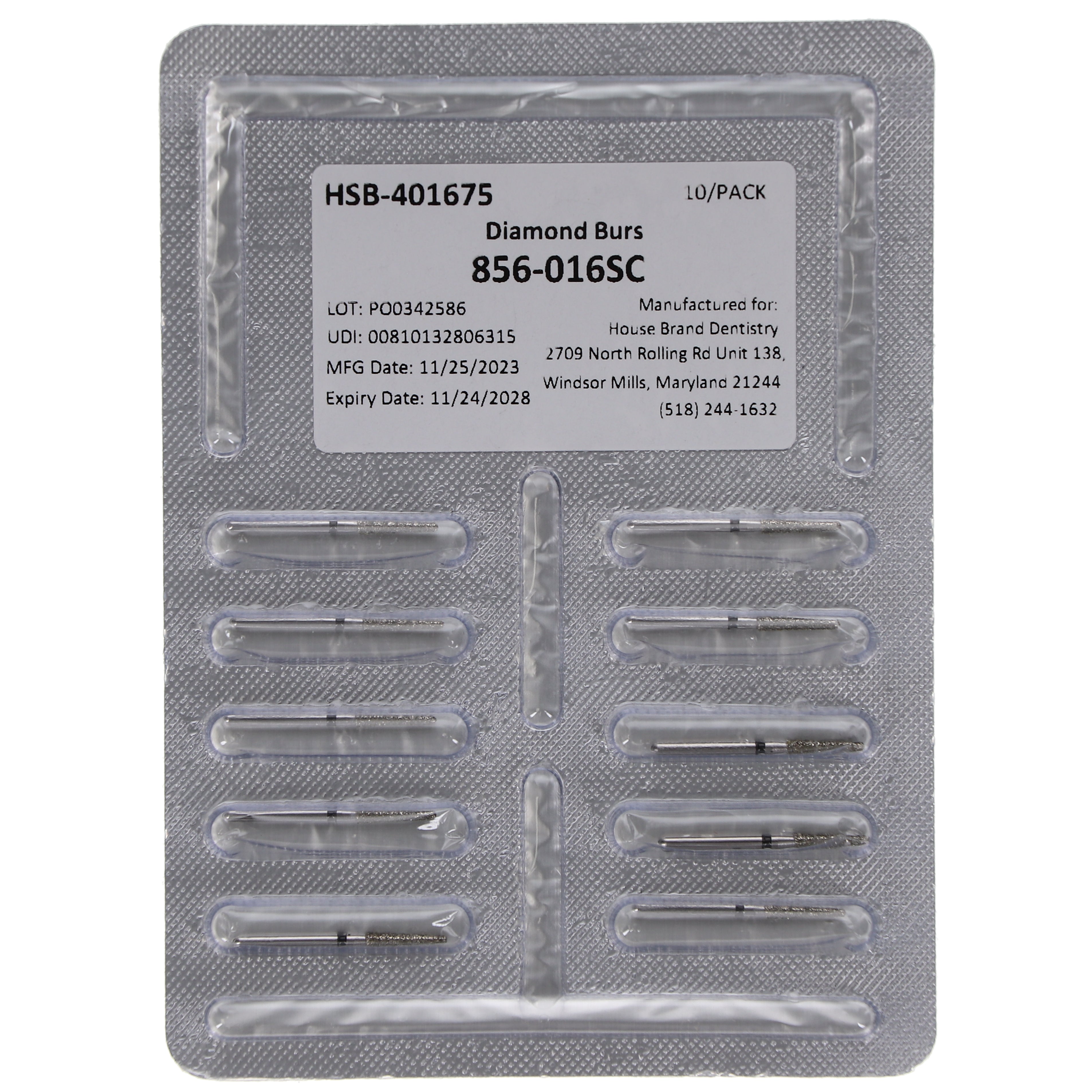 House Brand Dentistry 401675 HSB FG 856-016SC Round End Taper Super Coarse Grit Diamond Burs 10/Pk House Brand Dentistry 401675 HSB FG 856-016SC Round End Taper Super Coarse Grit Diamond Burs 10/Pk